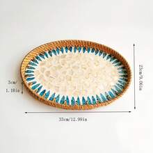 1pc Bohemian Style Woven Rattan & Shell Fruit Tray - Decorative Jewelry And Tea Storage Box Kitchen Items Kitchen Accessories Kitchen Kitchen Tools - Multicolor - View 14
