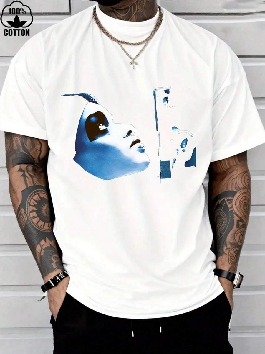 Men's 100% Cotton Dead Presidents Gangster Movie T-Shirt, Men's Halloween 200g Heavy Cotton T-Shirt(1 PC) - 白色 - 查看 1