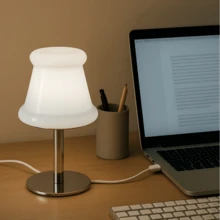 Modern USB Glass Table Lamp Metal Base Stepless Dimmable 3 Color Adjustable Warm Light Bedside Night Light Bedroom Living Room Desk Decor