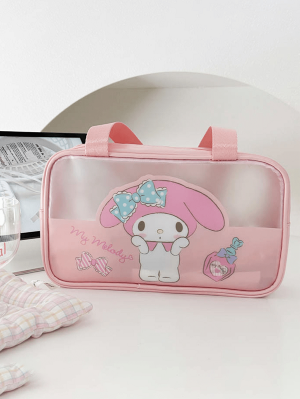 My Melody Transparent Waterproof Cosmetic Bag with Large Capacity - Adorable & Functional Makeup Organizer Bag for Travel Daily Use - Multi-Purpose Portable Toiletry Bag with Charming Sanrio Character Design - Perfect for Travel & Daily Use