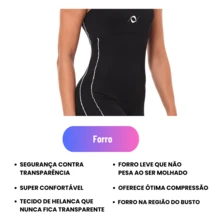 Nexis Maiô Macaquinho Plus Size Perninha Natação De Hidroginástica - Preto/Turquesa - Visão 9