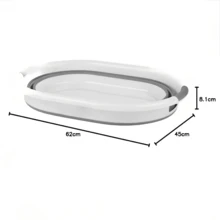 Cesta De Almacenamiento Plegable Multifunción, Fregadero Plegable (8 Litros), Cuenco Plegable Para Lavarse La Cara Y Cesta De Almacenamiento, Ideales Para Lavar Platos, Acampar, Hacer Senderismo Y Doméstico. - Grey - View 3