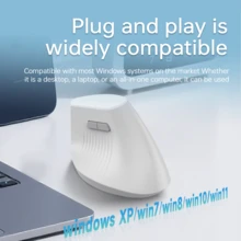 Ratón ergonómico AJAZZ I300 con conexión de doble modo, ángulo vertical de 57 grados, DPI 1600, botón silenciador, batería de 400mAh de larga duración, sensor óptico de juego, rodillo suave, peso ligero de 84g, adecuado para uso de oficina