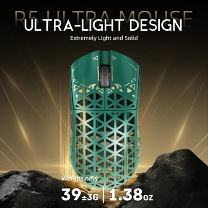  ATTACK SHARK R5 Ultra-Light Wireless Gaming Mouse, Carbon Fiber Composite Material, Supports 8K Resolution, Equipped With PAW3950MAX Sensor And Nordic52840 Master 42000DPI, Triple Mode Connection, Compatible With PC/Win System, Christmas Gift, 2026 New Year Gift, Children's Gift (Black/White/Green/Red)