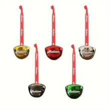 6 pièces Cloche de traîneau de Noël avec ruban rouge - Petites cloches en métal de 1,5 pouces, convient pour la décoration d'arbre, de mariage, de douche et de fête