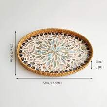 1pc Bohemian Style Woven Rattan & Shell Fruit Tray - Decorative Jewelry And Tea Storage Box Kitchen Items Kitchen Accessories Kitchen Kitchen Tools - Multicolor - View 16