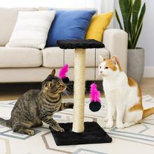Scratching Post With Double Sisal Cat Toy - Black - View 4
