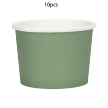 10 pièces/20 pièces/50 pièces Coupes à glace en papier vert sauge, bols à dessert vert foncé pour aliments chauds ou froids, tasses à gâteaux pour fête, contenants à yaourt pour anniversaire, baby shower, mariage, Pâques et autres fêtes