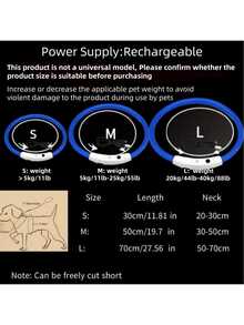 1 pieza Collar de mascota LED recargable de PVC, 3 modos de iluminación, visible por la noche para la de la mascota, adecuado para perros y gatos pequeños a grandes, collar festivo, longitud ajustable. Confirme que el tamaño del producto sea adecuado para el peso de su mascota para evitar daños.