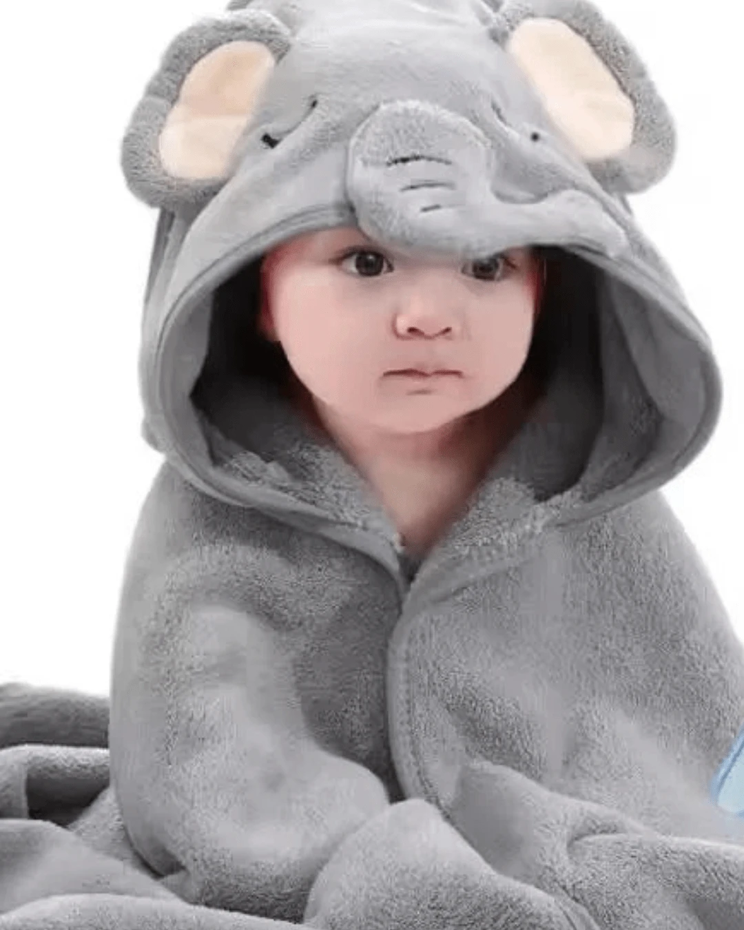 Baby Hooded Bath Towel Embroidered Absorbent Newborn Infant Bathrobe - Grey - View 1