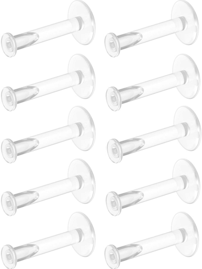 10pcs/Set Acrylic Round Ball Lip/Ear Studs, Soft PP Material Push-In Lip/Nose/Ear Studs, Suitable For First-Time Piercing Wearers, Fashion & Versatile