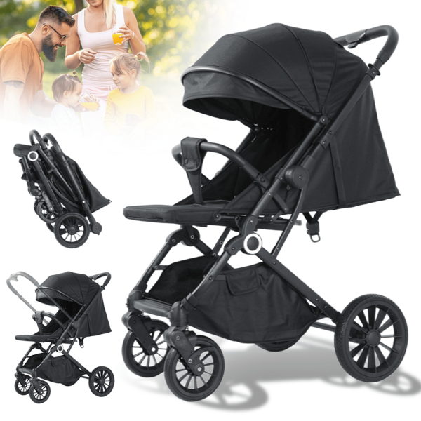 PORIYA 2-Way Reversible Baby Stroller  Lightweight Foldable Pram W/ Shock Absorption  One-Hand Quick Fold & Adjustable Seat  Parent-Facing & Forward Modes