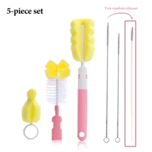 5件套直柄奶瓶刷多件套，奶瓶刷/奶嘴刷/吸管刷，带挂钩清洁海绵头奶瓶刷，清洁奶瓶/杯子/玻璃杯的必备，日常清洁 - 彩色 - 查看 12