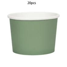 10 pièces/20 pièces/50 pièces Coupes à glace en papier vert sauge, bols à dessert vert foncé pour aliments chauds ou froids, tasses à gâteaux pour fête, contenants à yaourt pour anniversaire, baby shower, mariage, Pâques et autres fêtes