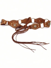 1 Peça Cinto Estilo Boêmio Anel Redondo Oco Cor Sólida Retalhos, Cinturões Vintage Cowgirl de Alta Qualidade, Versátil para Denim, Vestidos, Passeios Diários, Festas, Férias na Praia, Festivais de Música, Looks de Férias para Mulheres