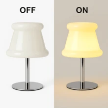 Modern USB Glass Table Lamp Metal Base Stepless Dimmable 3 Color Adjustable Warm Light Bedside Night Light Bedroom Living Room Desk Decor