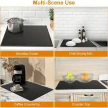 28 x 20 硅胶炉灶垫 - 陶瓷炉灶保护垫，耐热玻璃炉灶垫，厨房沥水垫 - 黑/灰 - 查看 5
