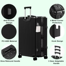 Luggage 28-Inch With Spinner Wheels, Suitcase With TSA Lock For Men And Women – Perfect For Business Trips, Family Vacations, Weekend Getaways, And Long-Distance Travel – Lightweight Hardside Design, Carry-On Black - 黑色 - 查看 2