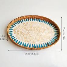 1pc Bohemian Style Woven Rattan & Shell Fruit Tray - Decorative Jewelry And Tea Storage Box Kitchen Items Kitchen Accessories Kitchen Kitchen Tools - Multicolor - View 17