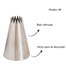 Bico De Confeitar 4b Pitanga Aberta Aço Inox Sem Emenda Grande - Prata - Visão 3
