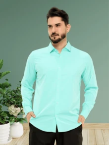 MEN'S SET KIT: TROUSERS + SLIM DRESS SHIRT - 米色+薄荷綠 - 查看 2