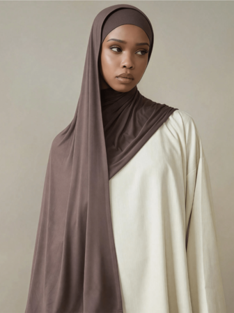 1pc Women Simple Classic Solid Color Elegant Casual Edged Scarf, Premium Knit Fabric Viscose Jersey Hijabs Scarf, Long Turban Style Headscarf, Suitable For Daily Life, Outings And Gatherings,Abaya Accessories For Dress