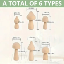 24 Pieces Of Unfinished Wooden Mushrooms, Natural Mini DIY Wooden Mushroom Dolls Used For Art, Crafts, Painting And Desktop Decoration Of Home Shelves. - Multicolor - View 3