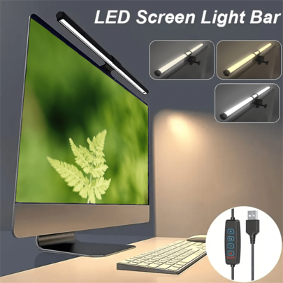 1 Stück LED Displayleiste, Laptop Bildschirm Leselampe, mit drei einstellbaren Helligkeits- und Farbtemperaturstufen, USB betriebene Schreibtischlampe mit Augenschutz, geeignet für Büros Zuhause, dimmbare Bildschirmbeleuchtung, platzsparendes Design, schwarz, Schreibtischlampe, geeignet für Büros, Gaming, Heimdekoration und Stimmungsbeleuchtung
