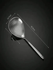 Stainless Steel Strainer + Large Frying Scoop, 2-In-1 Pasta Strainer And Frying Scoop, Kitchen Accessories, Essential Kitchen Tool Gift, Space-Saving Kitchen Storage, Christmas Kitchen Gift - Silver - View 13