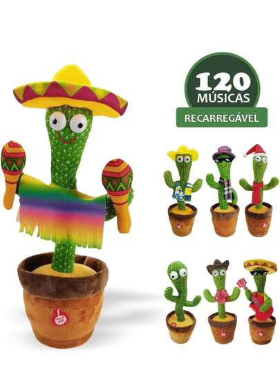 Brinquedo Cacto Dançante Falante Imita c/ Musicas Repete Falas