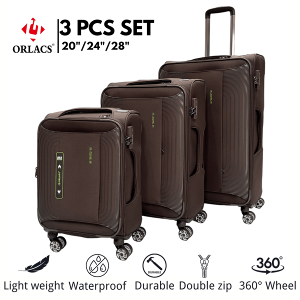 Equipaje ORLACS, Juego de Maletas 20+24+28, Set de Tres Piezas, Material de Nailon, Ultra-Ligero, Carrito de Aluminio, Asa Única, Cerradura, Cremallera Doble Expandible, Gran Capacidad de Almacenamiento, Ruedas Universales Silenciosas de 360 Grados, Alta Calidad, Duradero, Impermeable, Resistente al Desgaste y a los Arañazos, Marca Europea, Diseño Europeo, Productos de Primera Calidad