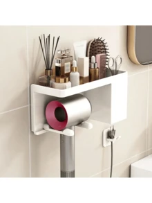 Wall Mounted Blow Dryer Holder, Suitable For Bathroom Rack Without Drilling, Blow Dryer Bathroom Storage Rack - Wall Mounted Hair Tool Organizer For Blow Dryer, Straightener And Curler Without Drilling