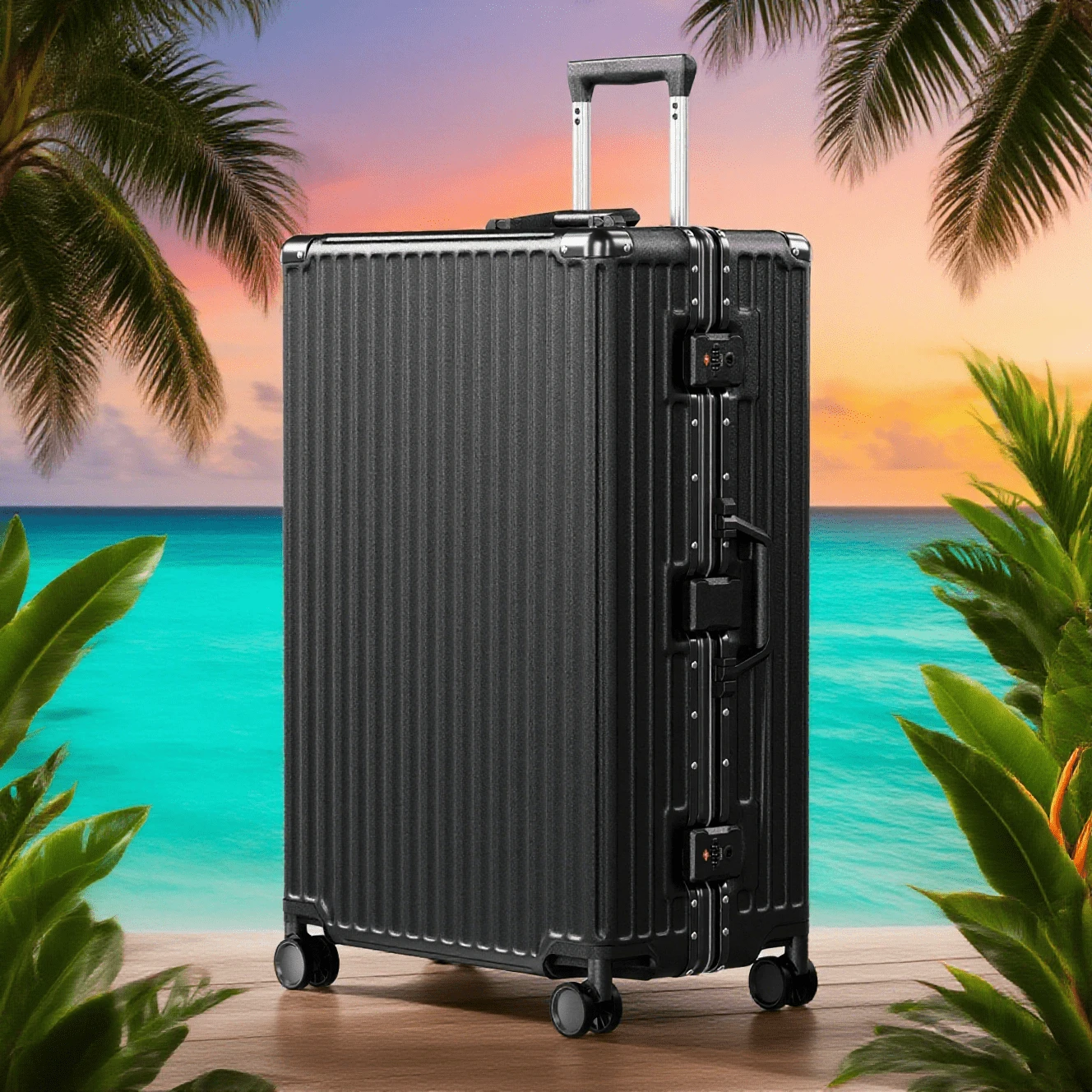 Luggage 28-Inch With Spinner Wheels, Suitcase With TSA Lock For Men And Women – Perfect For Business Trips, Family Vacations, Weekend Getaways, And Long-Distance Travel – Lightweight Hardside Design, Carry-On Black - 黑色 - 查看 1