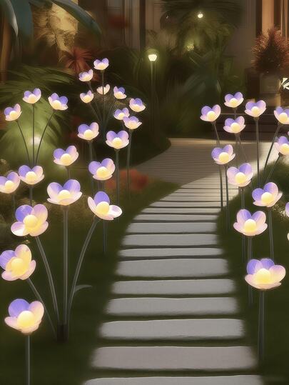 1 Pc 6 Lights/8 Lights/10 Lights Solar Butterfly Lights For Garden, Patio, Lawn Decoration, Outdoor Yard Decoration Lawn, Ground Insert Lights For Simulating Butterfly Lights, Suitable For Patio, Path, Festive Party, Party Garden Decoration, Patio Lawn Decoration, Easy To Install, Perfect For Outdoor Path And Landscape Design, Perfect For Christmas, Halloween, Birthday, Valentine's Day