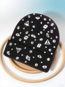 1 pieza Gorro de punto con strass de acrílico brillante, estilo urbano, unisex para otoño/invierno
