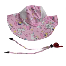 Kids Bucket Hat Children's Sun Protection Beach Visor Hat With Large Brim 3 To 8 Years Old UV50+ Sun Protection - Rosa-Unicórnio - 查看 2