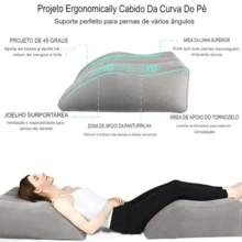 Almofada Inflável Apoio Pés Descanso Pernas Suporte Costas Portátil Viagem Travesseiro Elevação Ergonômico - Cinza - Visão 8