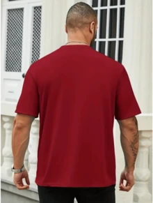 Camiseta Masculina StreetWear Estampada Camisa 100% Algodão Gola Redonda Básica Casual - Bordô - Visão 2