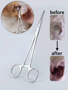 13厘米（5英寸）宠物美容院止血钳专业狗医院猫受伤工具家用不锈钢不锈钢彩色止血钳，直头电镀宠物耳毛脱毛钳，美容工具随机款式 - 彩色 - 查看 13