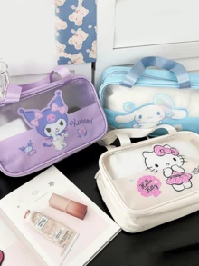 Neceser transparente impermeable Kuromi de gran capacidad. Elegante y funcional organizador de maquillaje para viajes y uso diario. Neceser portátil multiusos con un bonito diseño de Sanrio. Perfecto para viajes y uso diario.