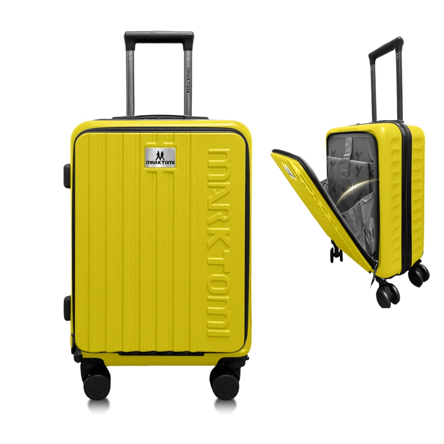 Maleta Cabina 20'' Con Portavasos, Cajón Y Candado  10kg - Amarillo - Ver 1