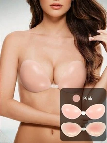 1 Piece Of Silicone Breast Patch Female Summer Thin Invisible Breast Patch, Strapless Bra Slip Dress Invisible Seamless Waterproof, Big Chest Gathering On The Sling Wedding Dress Small Breast Patch - Multicolor - View 29