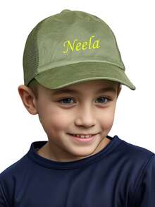 قبعة بيسبول قابلة للتخصيص بشعار نص للأطفال الأولاد والبنات، لون أحادي، قبعة واقية من الشمس للخارج، تنفس وحماية من الأشعة فوق البنفسجية - متعدد الألوان - مشاهدة 5