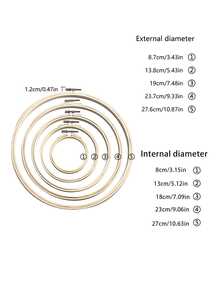 5pcs Adjustable Bamboo Embroidery Hoops, Suitable For Halloween Decor, Wedding Scenery Decor, Cross Stitch And Embroidery Projects - Apricot - View 7