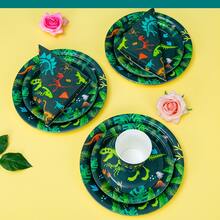 Dinosaur Fossil Happy Birthday Disposable Plates, Napkins And Cups, Dinosaur Fossil Happy Birthday Plates, Napkins And Cups Party Supplies, Suitable For 25 Guests, Disposable Paper Plates Party Tableware Suitable For Birthday Party, Family Picnic - Nhiều màu - Xem 4