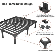 MAF 14 Inch Twin Size Bed Frame With Mattress Slide Stopper - Single Black Basic Anti Squeak Steel Slats Metal Platform, Heavy Duty Noise Free Easy Assembly Bedframes, No Box Spring Needed - 14寸 - 查看 10