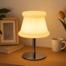 Modern USB Glass Table Lamp Metal Base Stepless Dimmable 3 Color Adjustable Warm Light Bedside Night Light Bedroom Living Room Desk Decor