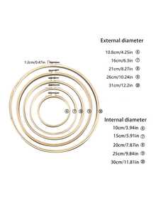 5pcs Adjustable Bamboo Embroidery Hoops, Suitable For Halloween Decor, Wedding Scenery Decor, Cross Stitch And Embroidery Projects - Apricot - View 8