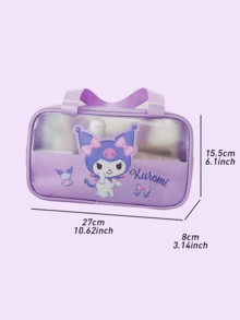 Neceser transparente impermeable Kuromi de gran capacidad. Elegante y funcional organizador de maquillaje para viajes y uso diario. Neceser portátil multiusos con un bonito diseño de Sanrio. Perfecto para viajes y uso diario.