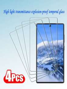 4pcs Ultra-Clear Tempered Glass Screen Protector, Full Coverage, Easy Installation, Scratch-Resistant, Shatter-Proof, Compatible With Xiaomi/Compatible With Redmi, Great Gift For Birthday/Family/Friends/Boyfriend/Girlfriend - High-definition White Film Transparent - View 2